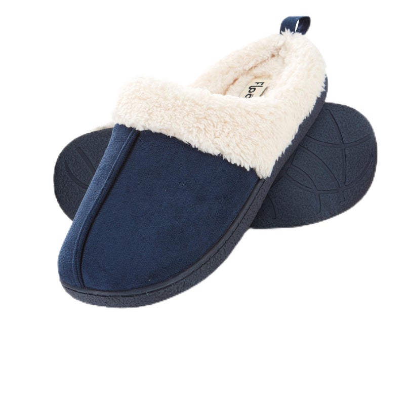 Floopi House Slippers for Women, Fur Lined Clog Womens Slippers Cozy Memory Foam with Indoor & Outdoor Anti Skid Sole (M, Navy-301) - Image 1